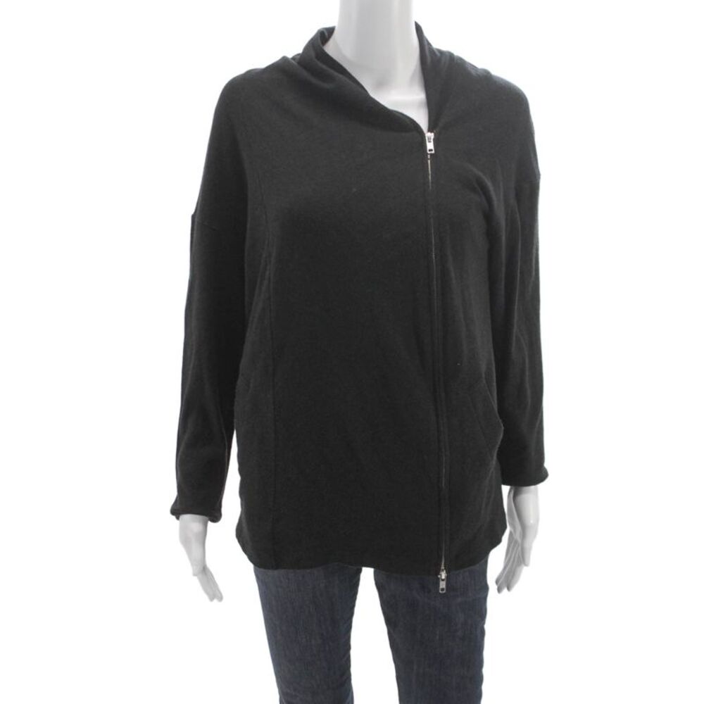 Kal Rieman Women Cardigan Black Mock Neck Long Sleeve Acrylic Size XS